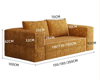 Canapé sectionnel extensible à double usage, rembourré en éponge, style italien, sans cadre, pour villa