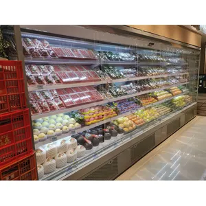 Супермаркет Овощной Многоэтажный открытый охладитель дисплей холодных напитков холодильник для продажи