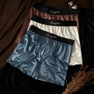 8824 Cuecas Boxer Masculinas de Seda Gelada Luxo Leve, Calças de Dormir e Uso Doméstico, Fabricação Chinesa, Em Estoque, Logotipo Personalizado - Product Image 1