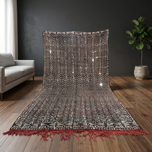 Alfombra Kilim Marroquí Hecha a Mano, con Nudos, Rectangular, con Diseño Novedoso, Ecológica, de Lana/Seda, Antideslizante, Apta para Mascotas - Product Image 3