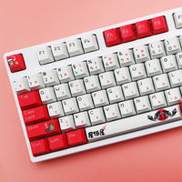 Weiße und rote benutzerdefinierte Tasten im Anime-Stil, englisch/japanisch, PBT-Wärmesublimation, mechanische Tastatur-Tastenkappen