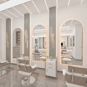 Nuovo Stile di <span class=keywords><strong>Arredamento</strong></span> <span class=keywords><strong>per</strong></span> Salone di Bellezza, Specchio da Parete Decorativo <span class=keywords><strong>per</strong></span> Barbiere con Luci LED - Product Image 2