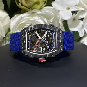 Reloj mecánico de fibra de carbono ligero y ultrafino para hombre, esfera de esqueleto, deportivo, diseño de lujo, OEM, ODM, personalizado, 2017 - Product Image 1