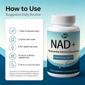 Capsules NAD+ Marque Blanche Supplément de Nicotinamide Adénine Dinucléotide OEM ODM Soutien Énergétique Cellulaire 120 Capsules Végétaliennes - Product Image 4