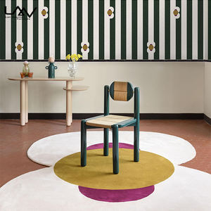 Chaise de salle à manger de luxe en bois style designer hôtel restaurant villa salon tissage corde accent chaise verte meubles - Product Image 1