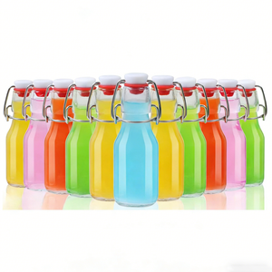 Botellas de Vidrio Cuadradas de 2 oz con Tapa Abatible, Botella de Vidrio con Tapa Abatible para Kombucha, <span class=keywords><strong>Coquito</strong></span>, Jarabe, Extracto de Vainilla, Cerveza, Botellas Herméticas - Product Image 1