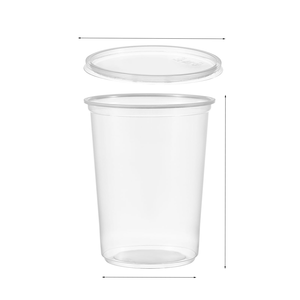 Clear <b>Plastic</b> 32 oz Storage Box Jar PP Soup Salad Bowl Disposable Food Bucket Tamper Proof Evident Deli <b>Container</b> With logo <b>Lid</b> - Product Image 3