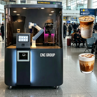 Machine à café robotisée entièrement automatique, barista robotisé, impression d'image personnalisée, distributeur de café, 15 bars, prend en charge les cartes, QR et les pièces de monnaie