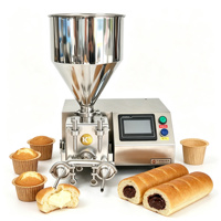 Machine de remplissage commerciale en acier inoxydable à double buse avec écran tactile pour pain, crème, chocolat, cupcakes, confiture, crème pâtissière