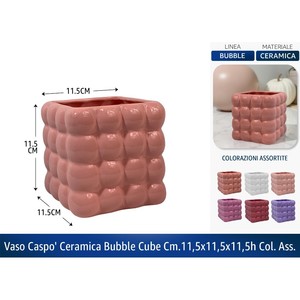 VASO CASPO' CERAMICA <b>BUBBLE</b> CUBE 115X115X11,5h Porcelain <b>Vase</b> in Assorted Colors - Product Image 1