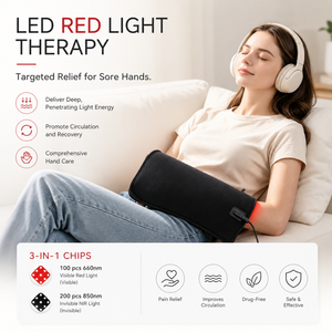 Appareil de luminothérapie rouge personnalisé IBN, LED infrarouge proche 880nm, soulagement de la douleur à la main, coussinets double face, gants pour doigts et poignets - Product Image 5