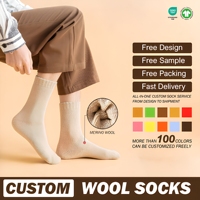 Nouvelles chaussettes en laine mérinos pour femmes couleur Pure laine épaissie éponge conception hiver thermique chaud floue chaussettes corps manchette Logo une chaleur