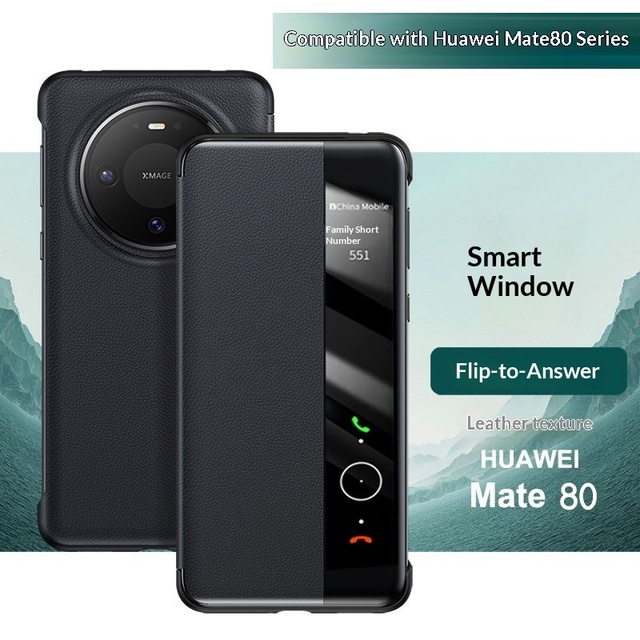 For Hua Wei Smart Flip Cover Sleep Window for Mate 80 Mobile Phone Case Mate 80 Pro Max Business Drop-Resistant ABS