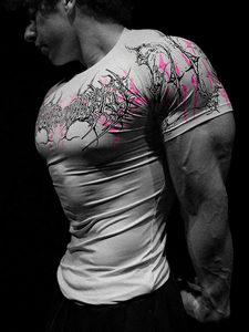 Leggings Deportivos <span class=keywords><strong>Daemon</strong></span> al por Mayor, Camiseta Elástica de Secado Rápido para Hombre, Tendencia Urbana, Manga Corta, Personalizada - Product Image 5