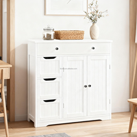 Armoire de rangement moderne en bois sur pied, durable, gain de place, 4 tiroirs, 2 portes, solution de rangement pour salle de bain, cuisine, salon