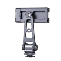 Support de téléphone universel flexible en alliage d'aluminium noir avec pince pour smartphone, griffe porte-accessoire, adaptateur de montage sur trépied pour bureau