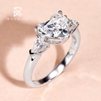 Bague de fiançailles en forme de cœur Rochime en argent sterling 925 avec pierres latérales en zircon cubique pour femme – Vente en gros