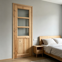 Porte intérieure en bois massif de sapin, non toxique, saine, avec vitre, sécurisée, pour maison familiale