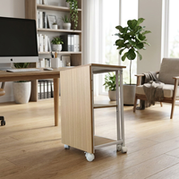 SG16 #   Bureau pliant universel moderne avec cadre en fer et panneau en bois massif, hauteur réglable, pour la maison, le bureau ou le salon