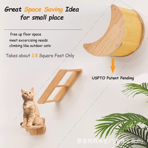 Hamaca colgante de madera para gatos con ventosa, 1 nivel, estilo sólido, cama interior para gatos, estructura de escalada para gatos - Product Image 1
