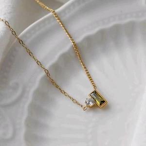 Nuova Collana di Gioielli in Acciaio Inossidabile per Donna, Elegante Collana con Zircone Verde, Regalo di Tendenza - Product Image 1