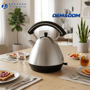 BESTONE Silver Stainless Steel Electric Kettle 1.7L with LED Indicator and Concealed <b>Heating</b> <b>Element</b> - Product Image 1