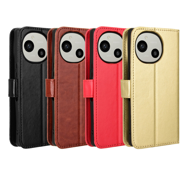 For Sharp Aquos R9 Case, Crazy Horse Pattern PU Leather Wallet Card Holder Stand Flip Filo Phone Cover for Sharp Aquos R9/SH-51E