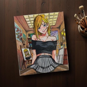Peinture acrylique Anime OEM ODM : Femme confiante <span class=keywords><strong>dans</strong></span> un studio d'artiste - Product Image 1