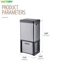 Poubelle de recyclage automatique à capteur de couvercle à deux compartiments de 72 L, poubelle en acier inoxydable pour cuisine