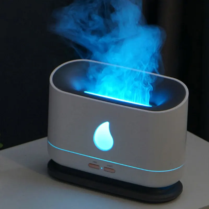 Amazon 2023 Essential Oils Scent Ultrasonic Mist Led Simulation 3D Blue Fire Flame Effect Air Humidifiers Aroma Diffusers