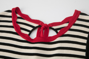 Fabricant de robes maxi en maille à col rond en lyocell pour femmes, coupe ajustée, à rayures françaises, sur mesure OEM/ODM - Product Image 3