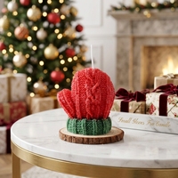 Jolies petites bougies parfumées en forme de gants en laine, thème Noël, pour accessoires de photographie style Instagram, cadeaux de fête et décoration créative de festival