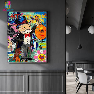 UNIART Graffiti uang jalan seni kanvas cetak Pop dinding seni ruang tamu Poster <span class=keywords><strong>Banksy</strong></span> Kartun Modern kanvas lukisan cetak dibingkai - Product Image 4