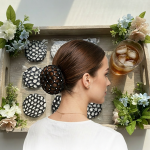 Vente Flash : Filet à Cheveux Élastique Décontracté pour Femme, Style Europé<span class=keywords><strong>en</strong></span> et Américain, Fait Main au <span class=keywords><strong>Crochet</strong></span> avec Perles <span class=keywords><strong>en</strong></span> Plastique - Product Image 1
