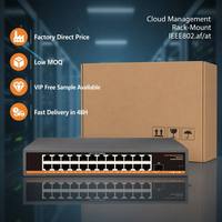 Switch Ethernet Gigabit de 24 Puertos de Grado Comercial, Switch de Red PoE Administrado en la Nube, VLAN QoS para Sistema de Seguridad con Cámaras IP