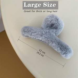 Pince à cheveux élégante en peluche de 11 cm, design raffiné, avec carte de présentation, pinces à cheveux tendance pour filles et femmes - Product Image 4