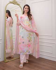 卸売供給インド & パキスタン服ロングクルティパンツとデュパッタ女性用女の子クルティドレス卸売用 - Product Image 4