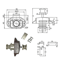 Serrure à bouton pour compartiment de salle de bain de camping-car, serrure de porte de toilette de camping-car, serrure de placard suspendu de camping-car