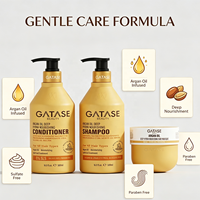 Kit de Shampooing, Après-Shampooing et Masque Capillaire à l'Huile d'Argan pour Cheveux Frisés, Secs et Abîmés, Sans Sulfate, Vente en Gros OEM