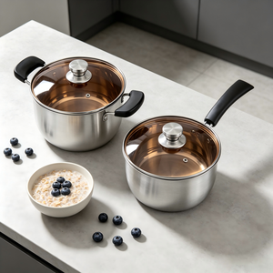 Olla <span class=keywords><strong>para</strong></span> Sopa de Acero Inoxidable Estilo Coreano FLEY, No Magnética, con Tapa de Vidrio Visible, Apta <span class=keywords><strong>para</strong></span> Cocina de Inducción - Product Image 1