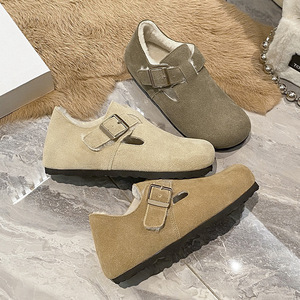 Custom Logo Boston Slippers Women Big Size Wooden Mule <b>Clogs</b> Comfortable Cork Soft Genuine Leather EVA Flat All Seasons Rubber - Product Image 3