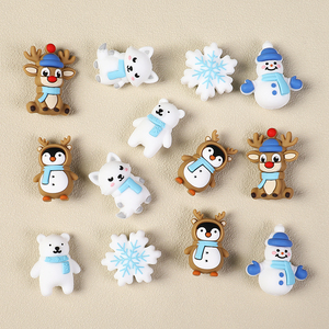 Cuentas de silicona navideñas de 20-31mm con diseños de muñeco de nieve, reno y oso polar, de grado alimenticio, sin BPA, sueltas, para decoración de bolígrafos y mordedores - Product Image 6