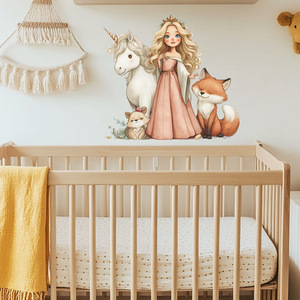 <span class=keywords><strong>Adesivi</strong></span> Murali 3D Impermeabili Personalizzati con Personaggi Cartoon Carini Cavallo Volpe Principessa per Cameretta Bambina - Product Image 6