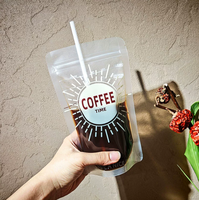 Sachets souples personnalisés à bec verseur pour liquides, brun foncé, en plastique, pour l'emballage de concentrés de café et de boissons