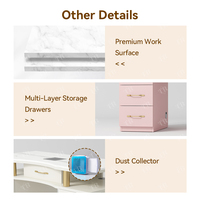 Table de manucure TURRI avec tiroirs de rangement et aspirateur à poussière intégré, résistance à l'acétone, équipement de luxe pour les ongles