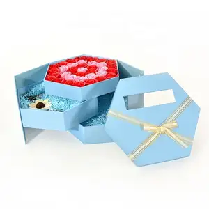 最受欢迎的六角锐利设计纸豪华妈妈蘑菇玫瑰花盒