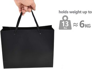 Bolsas de papel Kraft personalizadas de alta calidad, bolsas grandes de papel Kraft blanco <span class=keywords><strong>y</strong></span> negro con mango de cuerda, venta al por mayor - Product Image 5