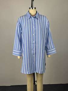 Robe <span class=keywords><strong>chemise</strong></span> décontractée pour <span class=keywords><strong>femme</strong></span> à rayures imprimées, 3 couleurs, coupe ample, boutonnée, manches longues, <span class=keywords><strong>tunique</strong></span>, tailles S-2XL - Product Image 4