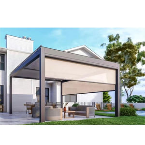 Muebles de Jardín Modernos y Lujosos para Exteriores, Pérgola de Aluminio Motorizada, Gazebo con Toldo Retráctil de 6x6 - Product Image 1