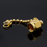 Capuchon anti-poussière SMA mâle avec chaîne en acier inoxydable, couvercle de protection en laiton nickelé, interface coaxiale RF, type anti-court-circuit